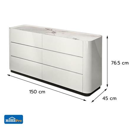 ตู้ลิ้นชัก 6 ลิ้นชัก BENETTA GLAMORI 150 ซม. สีเทา/ลายหินอ่อนขาว_8