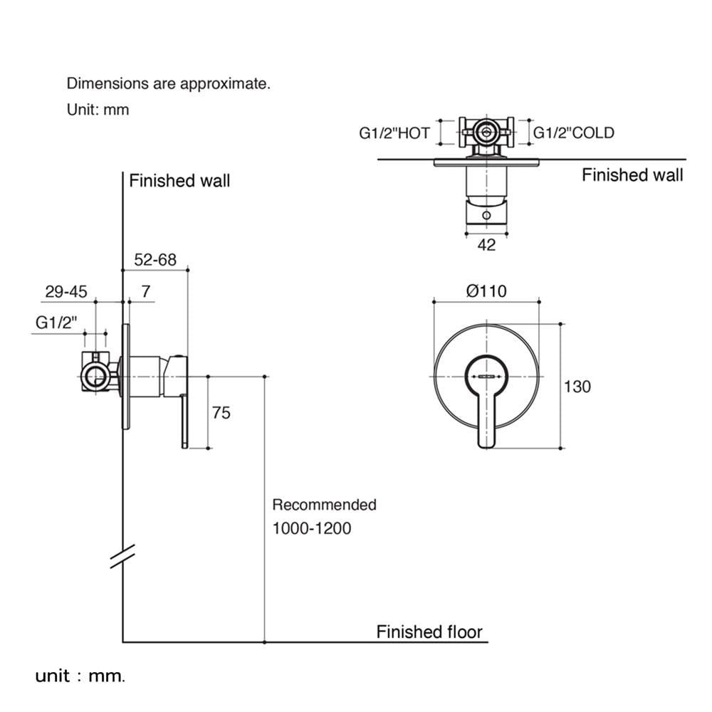 วาล์วฝังกำแพง KOHLER K-28955X-4-CP