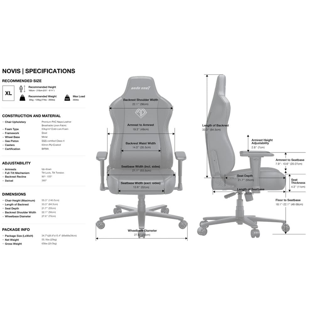 เก้าอี้เกมมิ่ง ANDA SEAT AD23-XL-01-G-F สีเทา