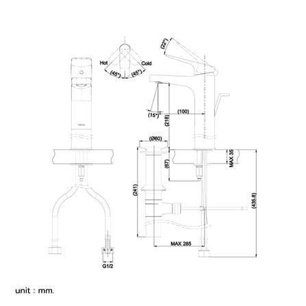 ก๊อกอ่างล้างหน้าผสม TOTO TTLR302FVK-1R_1