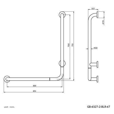 ราวมือจับ ตัว L WS GB-6327-2-BLR-67_1