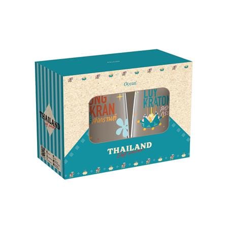 แก้วน้ำ 370 มล. OCEAN GLASS SOFT POWER CULTURE สงกรานต์ & ลอยกระทง (แพ็ก 2 ใบ)_1