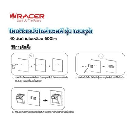 ไฟผนังภายนอก SOLAR RACER ENDURA 40 วัตต์ WARM WHITE สีดำ (1 แถม 1)_7
