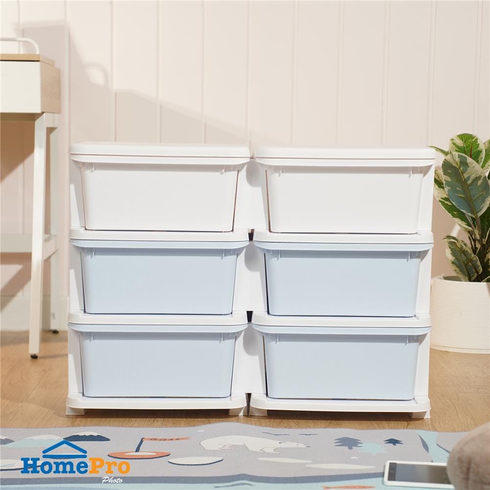 ตู้ลิ้นชัก 3 ชั้น STACKO LITTLE-P 75x37x56 ซม. สีฟ้า/ขาว