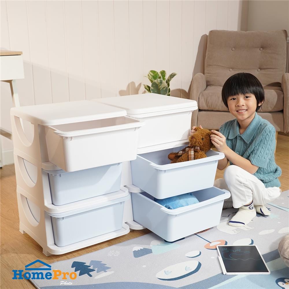ตู้ลิ้นชัก 3 ชั้น STACKO LITTLE-P 75x37x56 ซม. สีฟ้า/ขาว