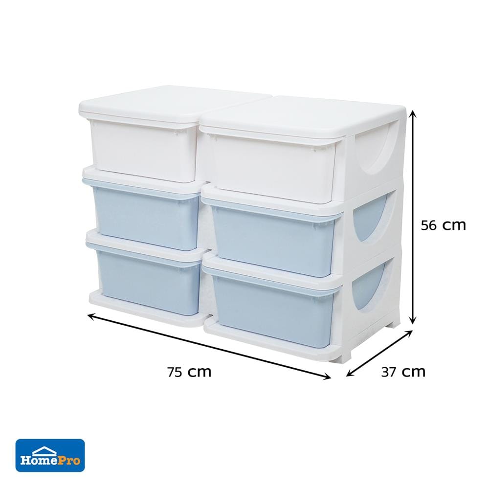 ตู้ลิ้นชัก 3 ชั้น STACKO LITTLE-P 75x37x56 ซม. สีฟ้า/ขาว