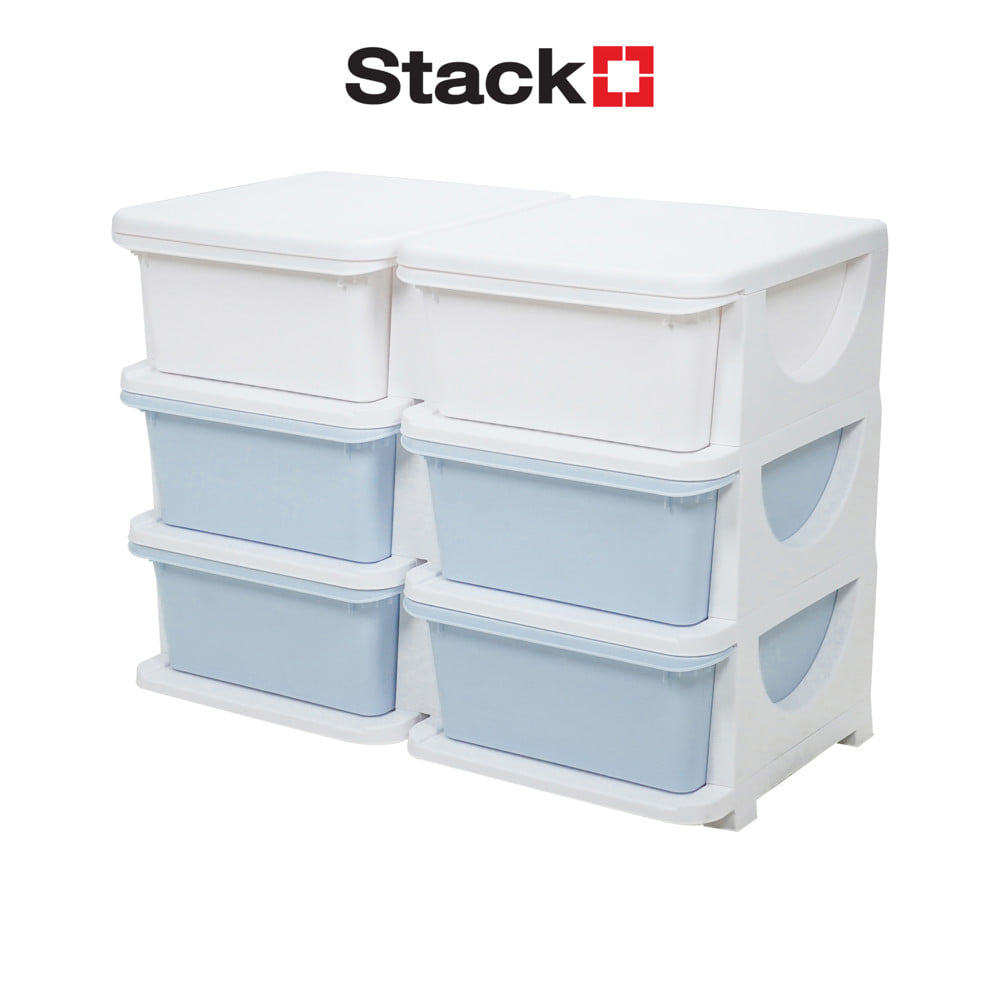 ตู้ลิ้นชัก 3 ชั้น STACKO LITTLE-P 75x37x56 ซม. สีฟ้า/ขาว