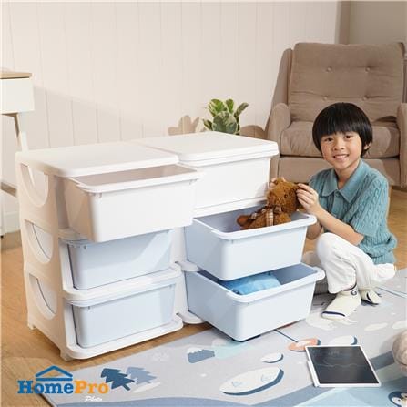 ตู้ลิ้นชัก 3 ชั้น STACKO LITTLE-P 75x37x56 ซม. สีฟ้า/ขาว_6