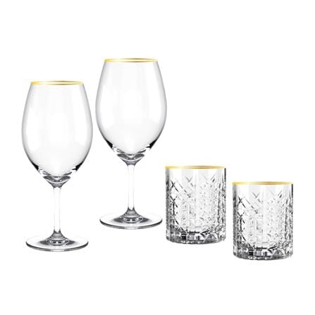 ชุดแก้วไวน์ 625 มล. และแก้ววิสกี้ 350 มล. OCEAN GLASS RETIREMENT BD GOLD RIMIMG (แพ็ก 4 ชิ้น)_0