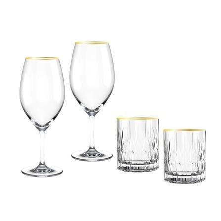 ชุดแก้วไวน์ 425 มล. และแก้ววิสกี้ 350 มล. OCEAN GLASS RETIREMENT CB GOLD RIMIMG (แพ็ก 4 ชิ้น)_0
