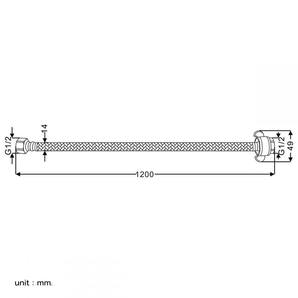 สายน้ำดีโพลิเมอร์น้ำอุ่น-น้ำเย็น RASLAND RA PET-120-48 47.24 นิ้ว สีเทา