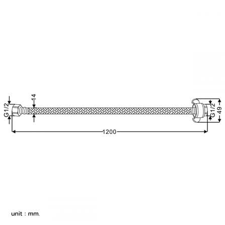 สายน้ำดีโพลิเมอร์น้ำอุ่น-น้ำเย็น RASLAND RA PET-120-48 47.24 นิ้ว สีเทา_2