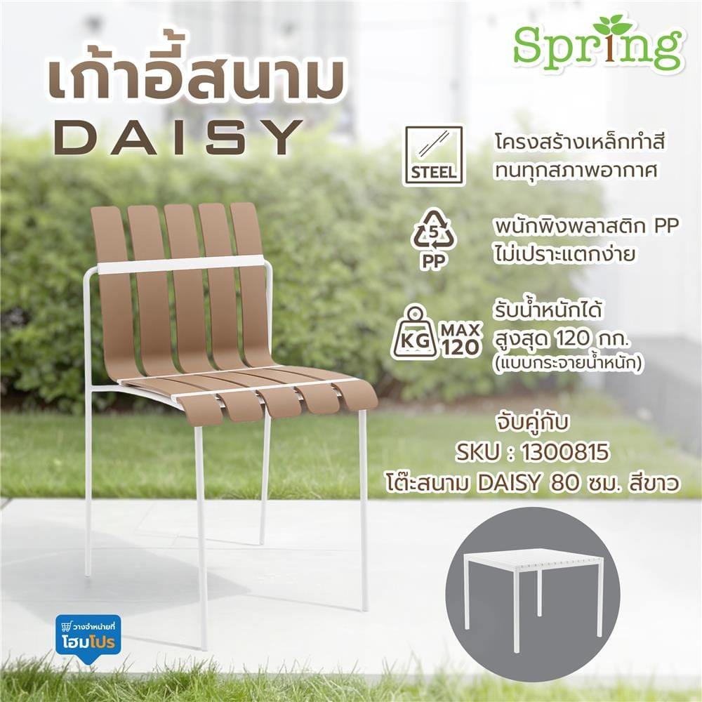 เก้าอี้สนาม SPRING DAISY สีน้ำตาล/ขาว