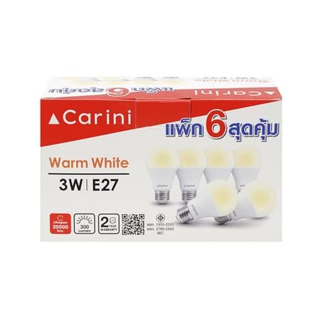 หลอด LED A45 ECOLIFE 3 วัตต์ WARM WHITE E27 (แพ็ก 6 ชิ้น)_2