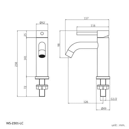 ก๊อกอ่างล้างหน้าเดี่ยว WS WS-2301-LC สีม่วง_1