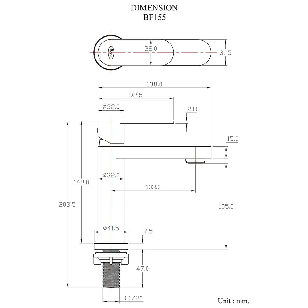 ก๊อกอ่างล้างหน้าเดี่ยวเคาน์เตอร์ HANG BF-155
