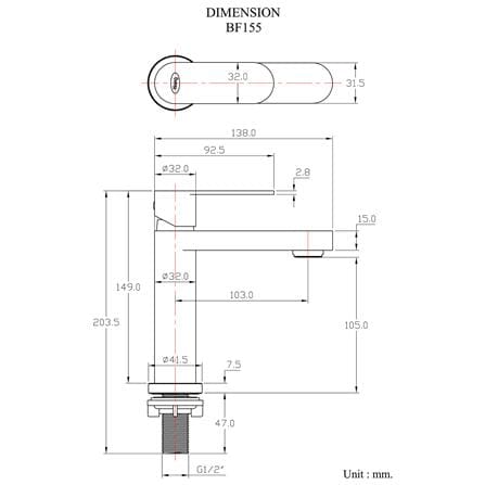 ก๊อกอ่างล้างหน้าเดี่ยวเคาน์เตอร์ HANG BF-155_2