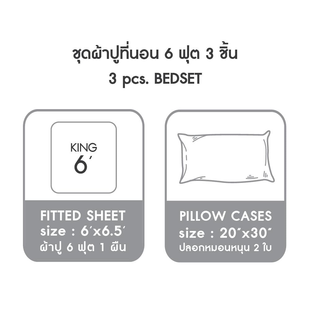 ชุดผ้าปูที่นอน 6 ฟุต (ชุด 3 ชิ้น) OMAZZ PAUL TAILOR PACIFIC BLUE