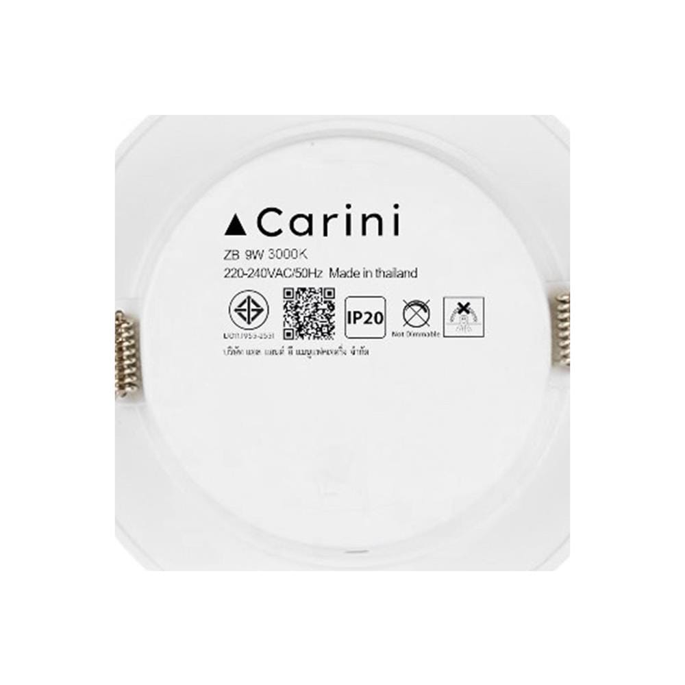 ดาวน์ไลท์ LED CARINI ZB 3.7 นิ้ว 9 วัตต์ WARM WHITE สีขาว