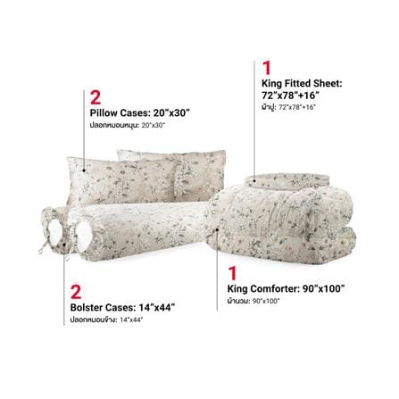 ชุดผ้าปูที่นอน 6 ฟุต (ชุด 6 ชิ้น) FROLINA COTTON BREEZE AMORIE CBDF009_2