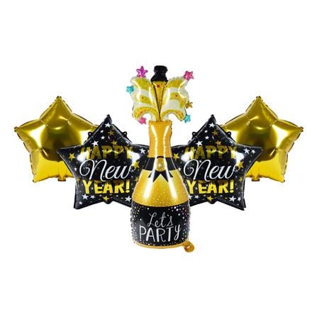ลูกโป่งฟอยล์ HAPPY NEW YEAR WINE SNAZZ 18 นิ้ว สีดำ-ทอง_0