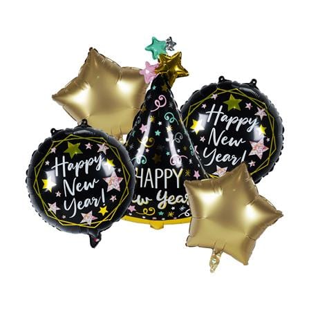 ลูกโป่งฟอยล์ HAPPY NEW YEAR SNAZZ 18 นิ้ว สีดำ-ทอง_0