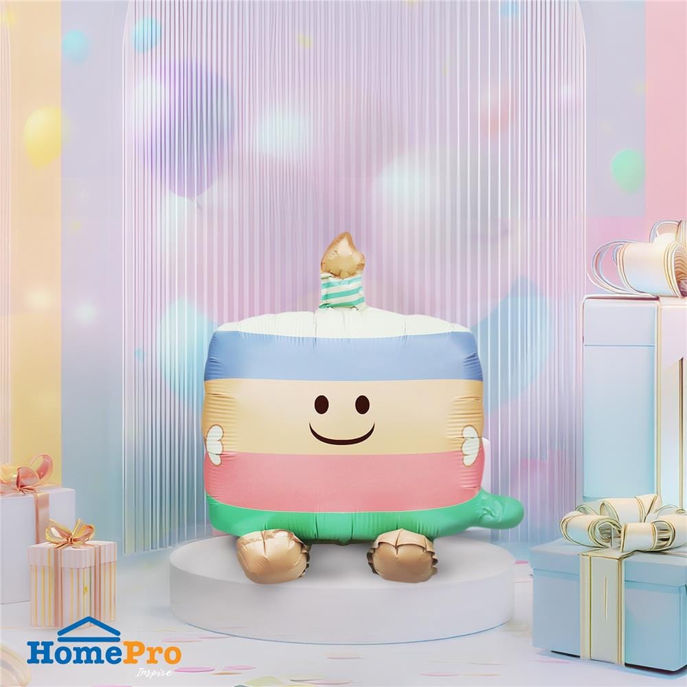 ลูกโป่งฟอยล์ HAPPY BIRTHDAY CAKE SNAZZ 24 นิ้ว สีฟ้า-ชมพู