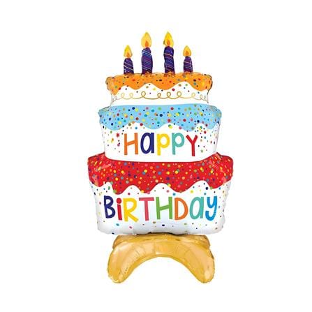 ลูกโป่งฟอยล์ HAPPY BIRTHDAY CAKE SNAZZ 34 นิ้ว สีแดง-ทอง_0
