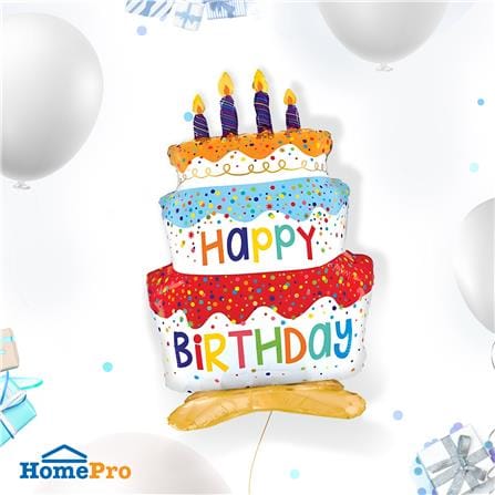 ลูกโป่งฟอยล์ HAPPY BIRTHDAY CAKE SNAZZ 34 นิ้ว สีแดง-ทอง_4