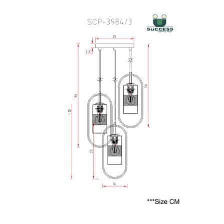 ไฟช่อ SUCCESS SCP-3984/3 สีน้ำตาล/ดำ/ทอง 3 หัว_3