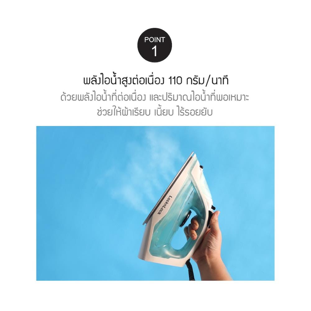 เตารีดไอน้ำ LOCKNLOCK ENI351LBLU 0.25 ลิตร
