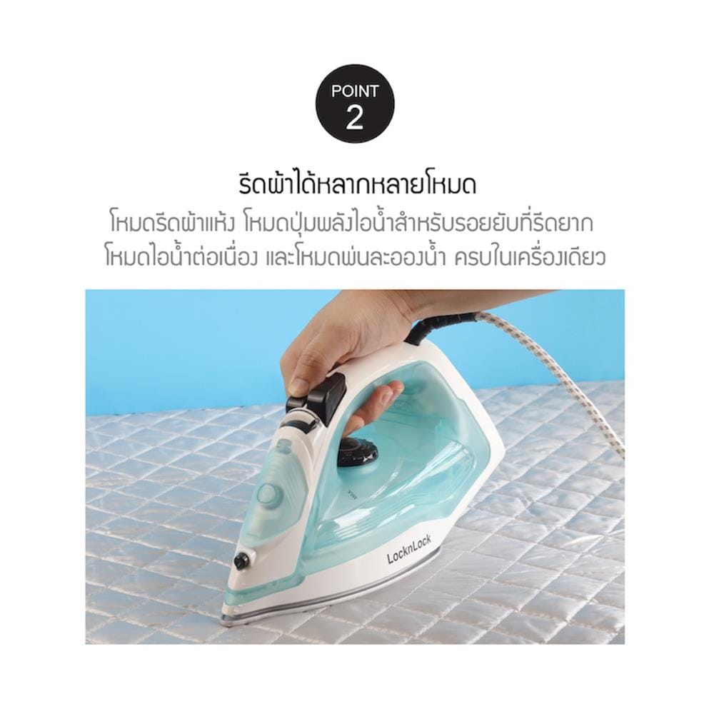 เตารีดไอน้ำ LOCKNLOCK ENI351LBLU 0.25 ลิตร