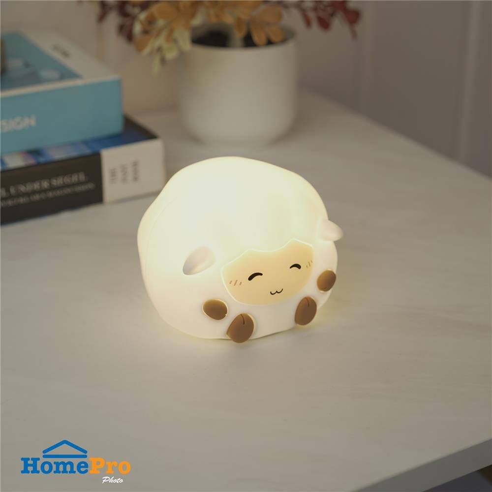 โคมไฟซิลิโคน แกะน้อย CARINI LITTLE SEEP 1.4 วัตต์ เปลี่ยนแสงได้ สีขาว/น้ำตาล