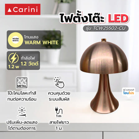 ไฟตั้งโต๊ะ LED CARINI TCW25502-CU 1.2 วัตต์ WARM WHITE สีทองแดง_3