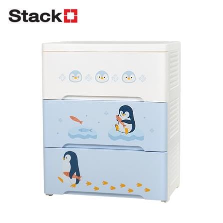 ตู้ลิ้นชัก 3 ชั้น STACKO LITTLE-P 57.6x40x70.9 ซม. สีฟ้า/ขาว
