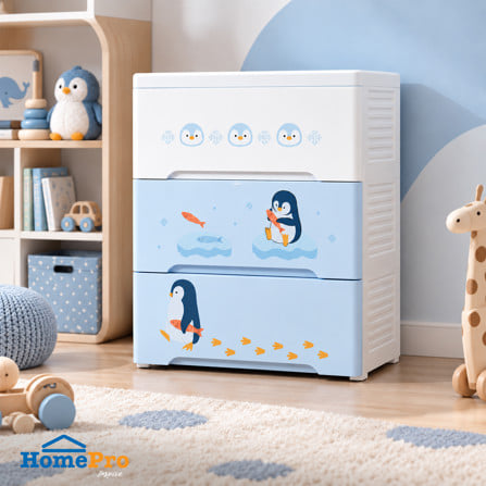 ตู้ลิ้นชัก 3 ชั้น STACKO LITTLE-P 57.6x40x70.9 ซม. สีฟ้า/ขาว