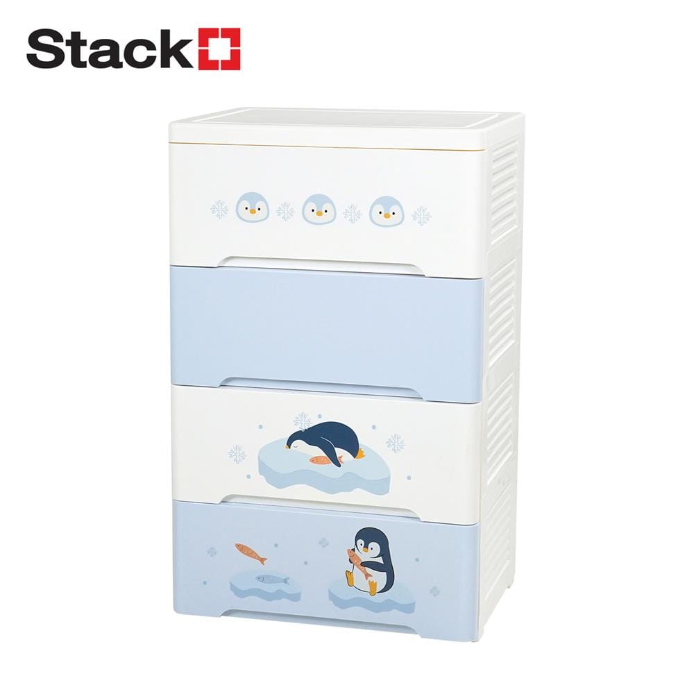 ตู้ลิ้นชัก 4 ชั้น STACKO LITTLE-P 57.6x40x92.7ซม. สีฟ้า/ขาว