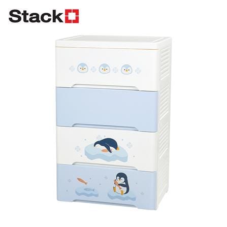 ตู้ลิ้นชัก 4 ชั้น STACKO LITTLE-P 57.6x40x92.7ซม. สีฟ้า/ขาว