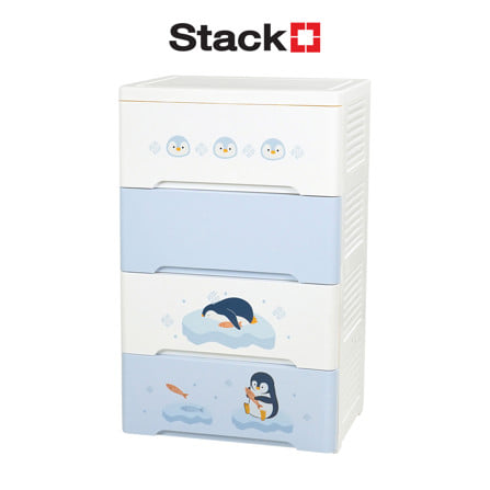 ตู้ลิ้นชัก 4 ชั้น STACKO LITTLE-P 57.6x40x92.7ซม. สีฟ้า/ขาว_1