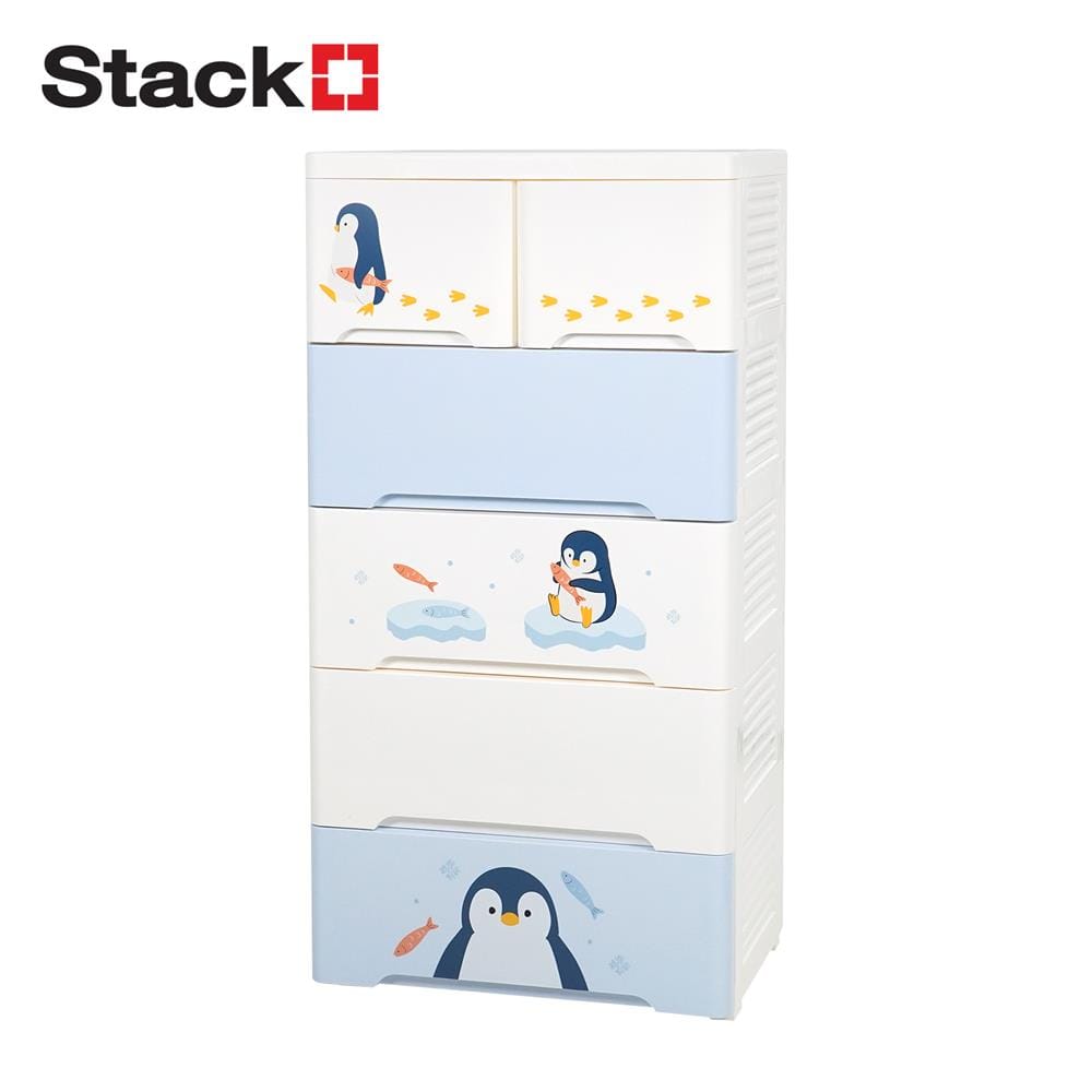 ตู้ลิ้นชัก 5 ชั้น STACKO LITTLE-P 57.6x40x115.3 ซม. สีฟ้า/ขาว