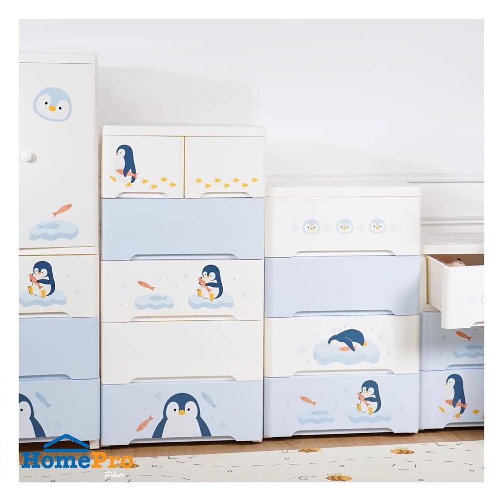 ตู้ลิ้นชัก 5 ชั้น STACKO LITTLE-P 57.6x40x115.3 ซม. สีฟ้า/ขาว
