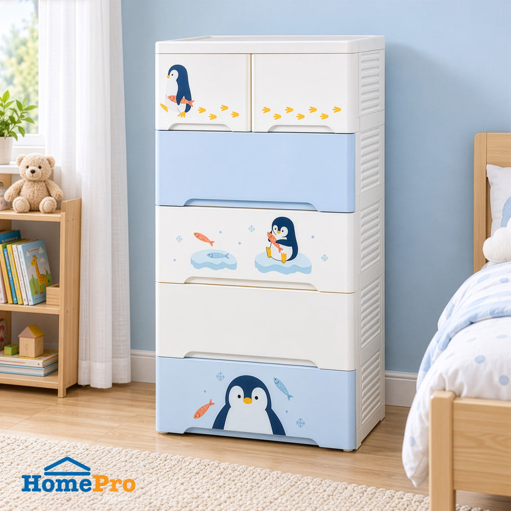 ตู้ลิ้นชัก 5 ชั้น STACKO LITTLE-P 57.6x40x115.3 ซม. สีฟ้า/ขาว