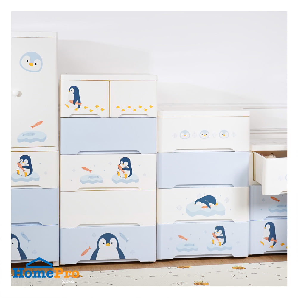 ตู้ลิ้นชัก 5 ชั้น STACKO LITTLE-P 57.6x40x115.3 ซม. สีฟ้า/ขาว