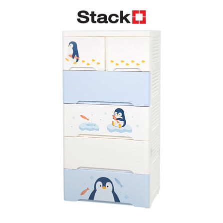 ตู้ลิ้นชัก 5 ชั้น STACKO LITTLE-P 57.6x40x115.3 ซม. สีฟ้า/ขาว_1