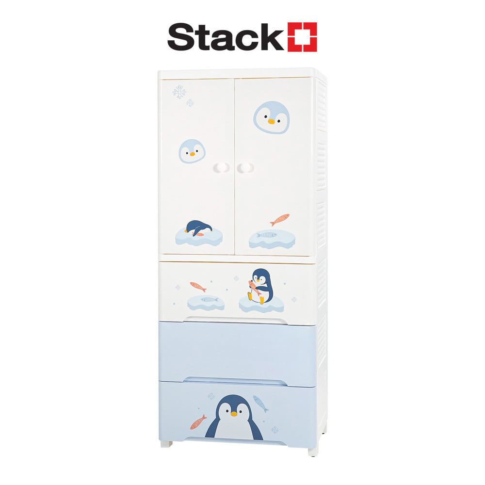ตู้บานเปิด 3 ลิ้นชัก STACKO LITTLE-P 57.6x40x141.5 ซม. สีฟ้า/ขาว