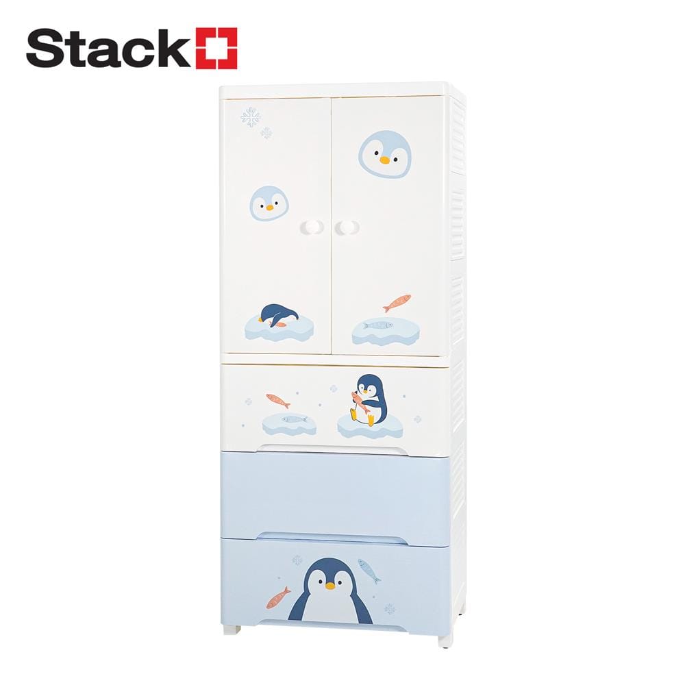 ตู้บานเปิด 3 ลิ้นชัก STACKO LITTLE-P 57.6x40x141.5 ซม. สีฟ้า/ขาว