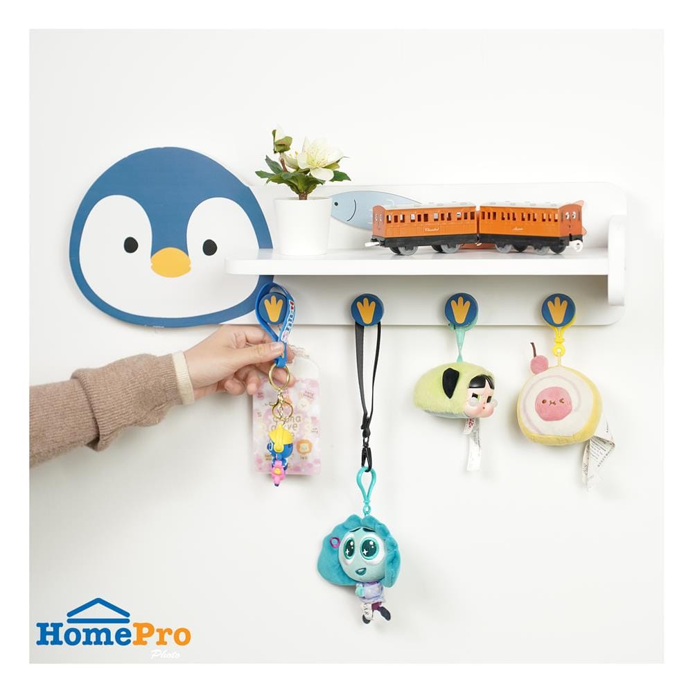 ชั้นวางติดผนังพร้อมขอแขวน STACKO LITTLE-P 15x60x15 ซม. สีฟ้า
