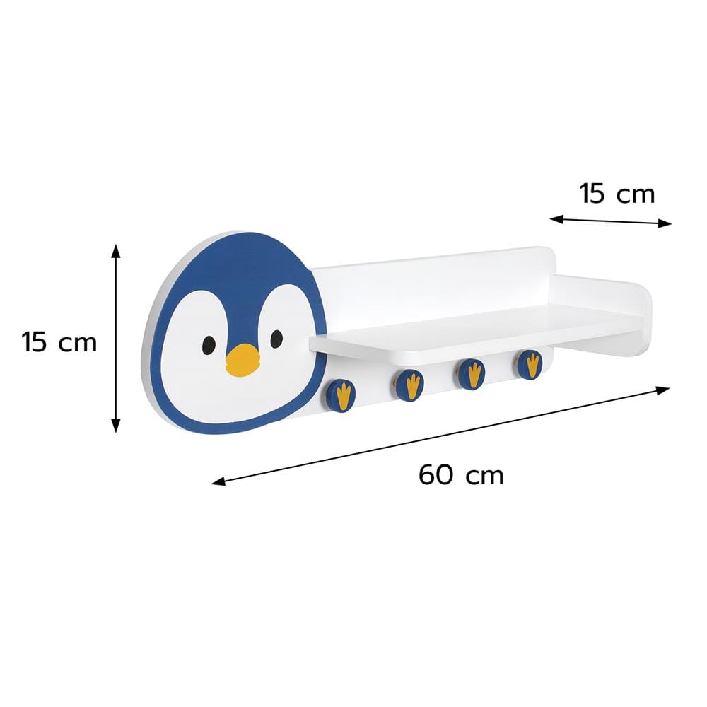 ชั้นวางติดผนังพร้อมขอแขวน STACKO LITTLE-P 15x60x15 ซม. สีฟ้า