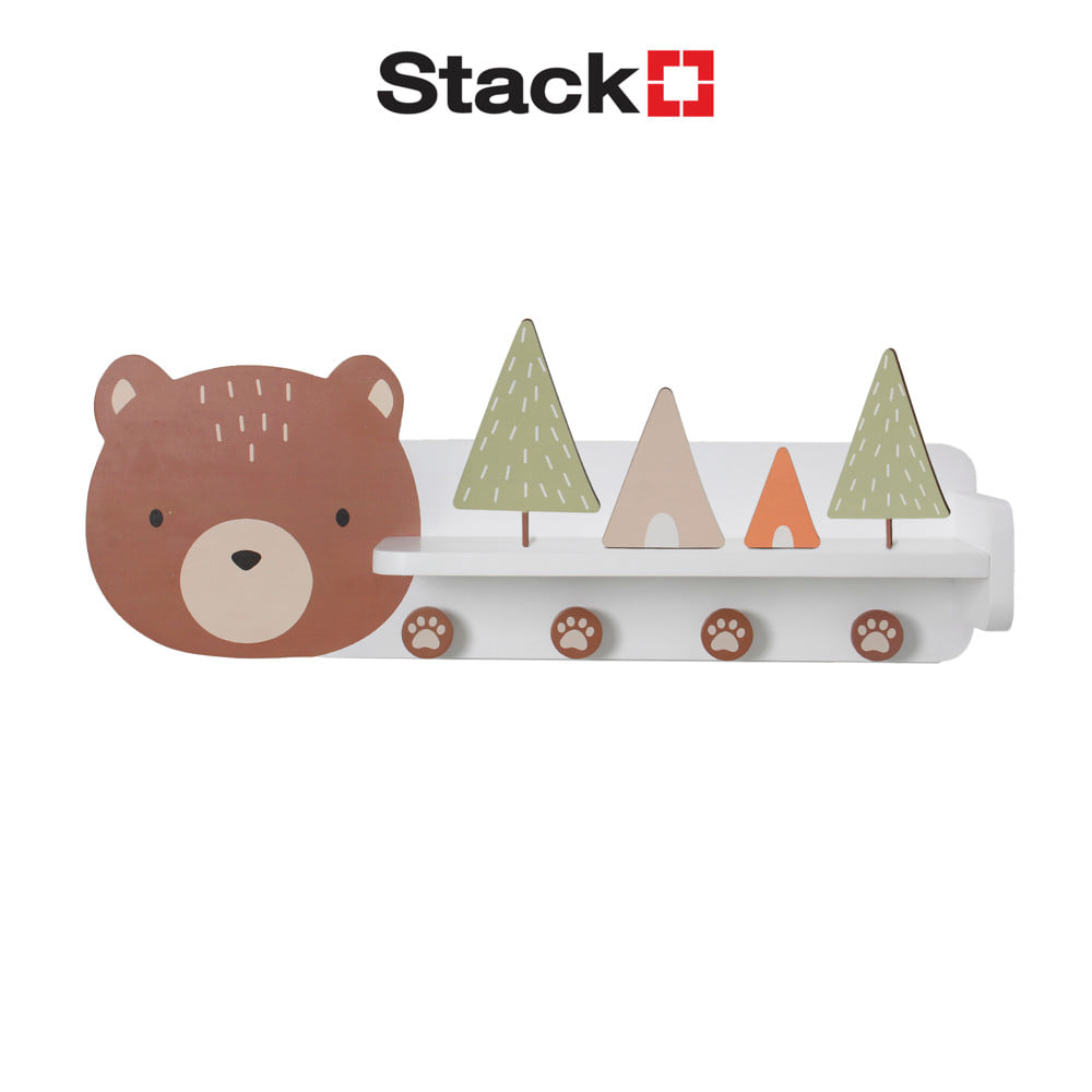 ชั้นวางติดผนังพร้อมขอแขวน STACKO LITTLE-B 15x60x15 ซม. สีน้ำตาล