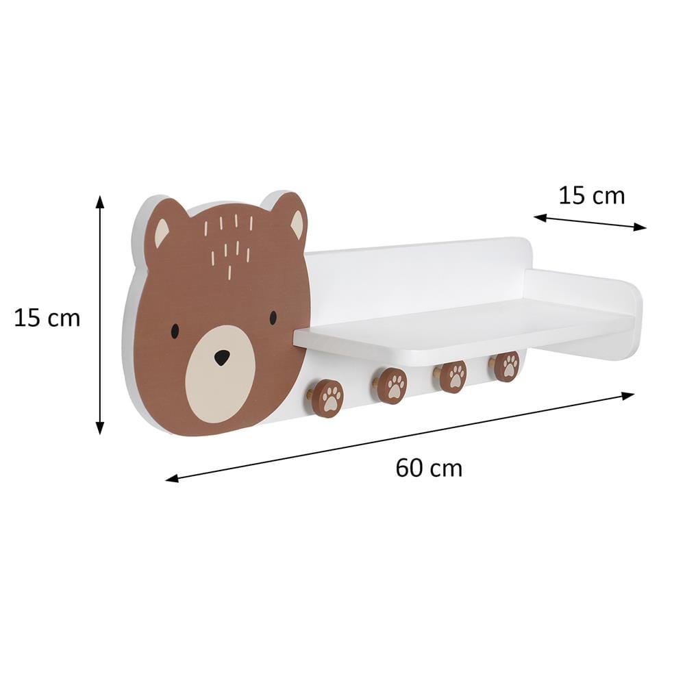 ชั้นวางติดผนังพร้อมขอแขวน STACKO LITTLE-B 15x60x15 ซม. สีน้ำตาล